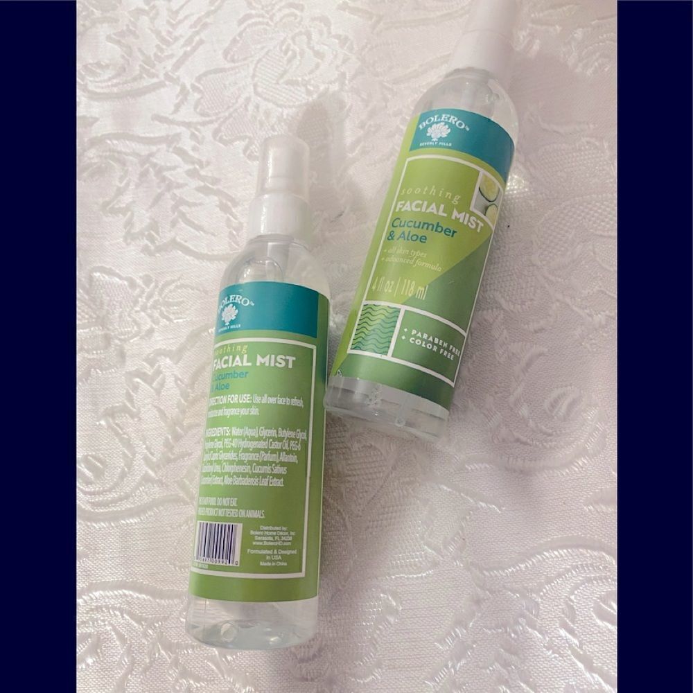🛍2 Bottles of Bolero Soothing facial mist spray with cucumber & aloe 4fl OZ